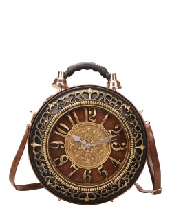 Vintage Clock Satchel Bag 2020 BROWN